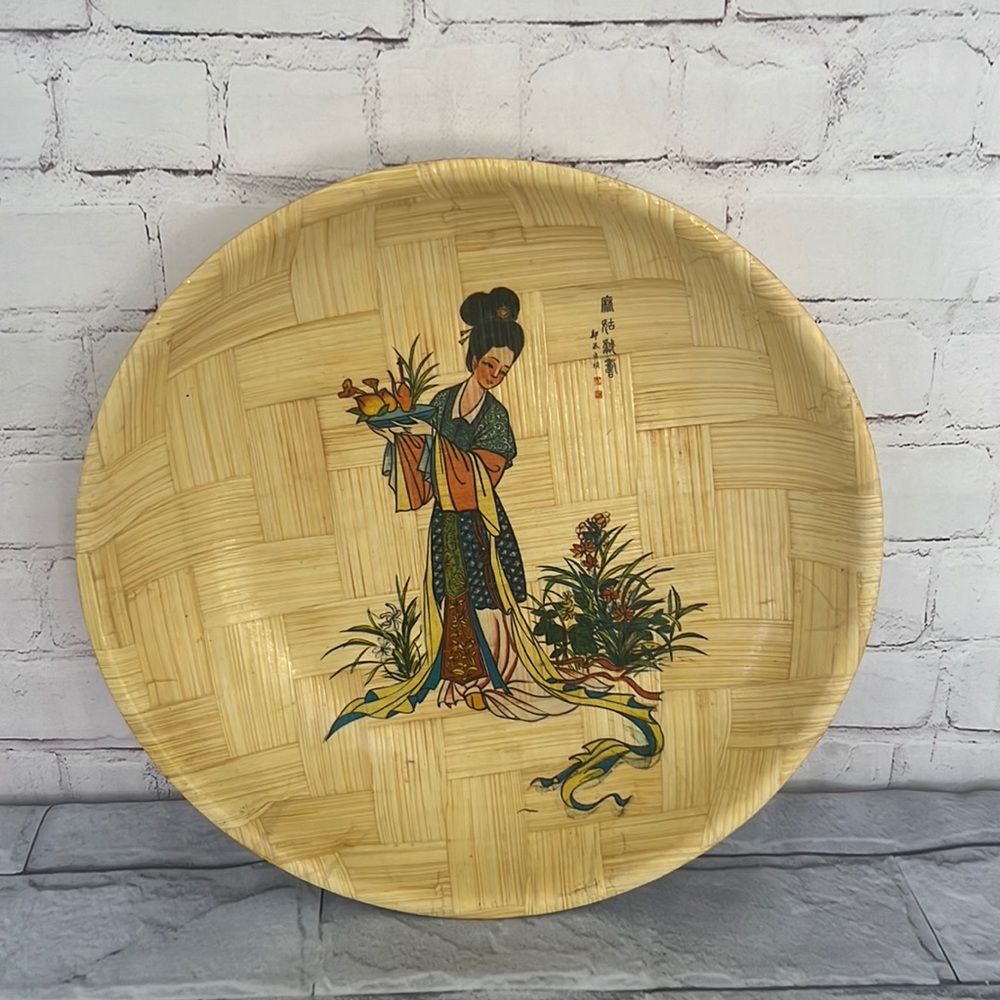 Vintage Geisha Bamboo plate